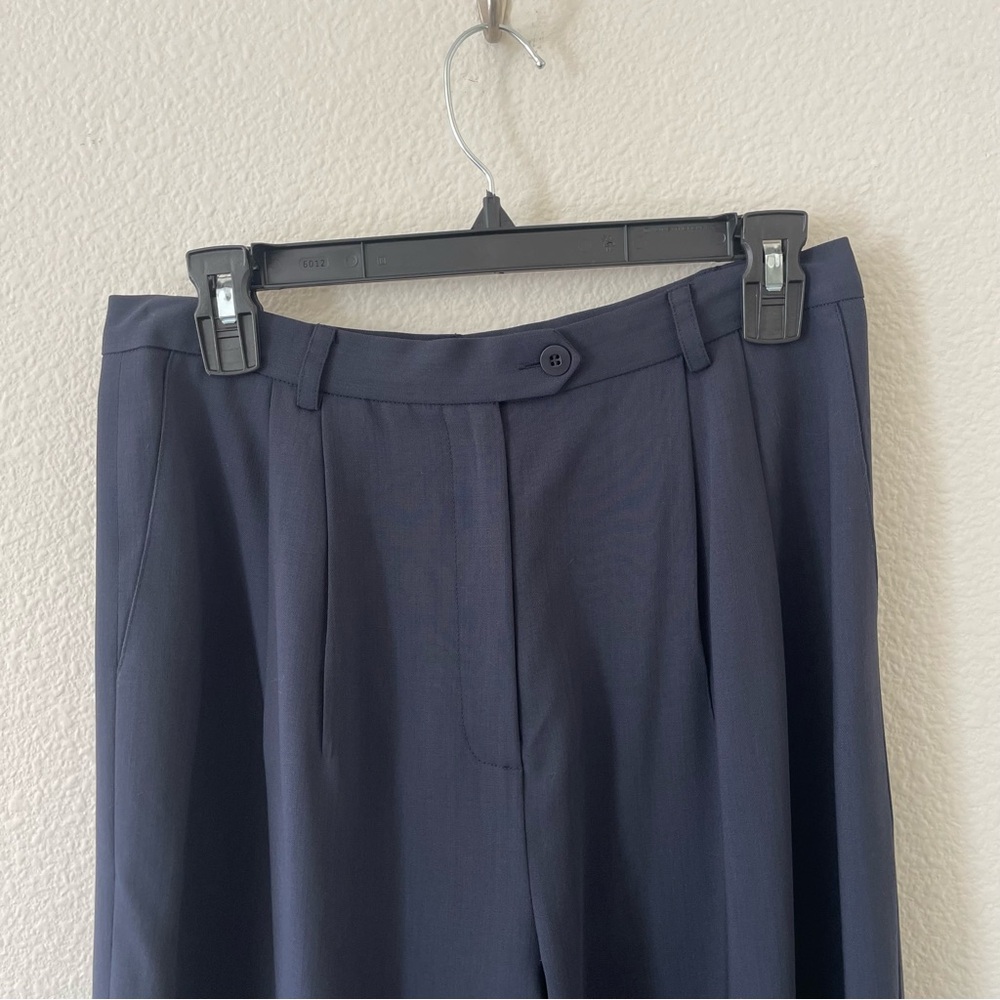 Doncaster High Waisted Wool Trousers/Slacks Navy Blue Size 10 - Picture 3 of 16